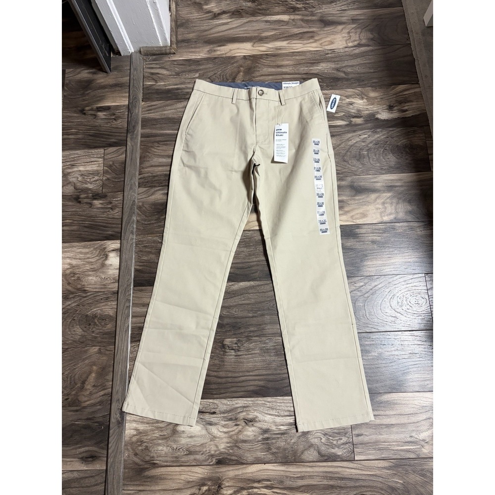 Old Navy Pants Mens 33x32 Khaki Tan Ultimate Straight Built In Flex NWT 705
